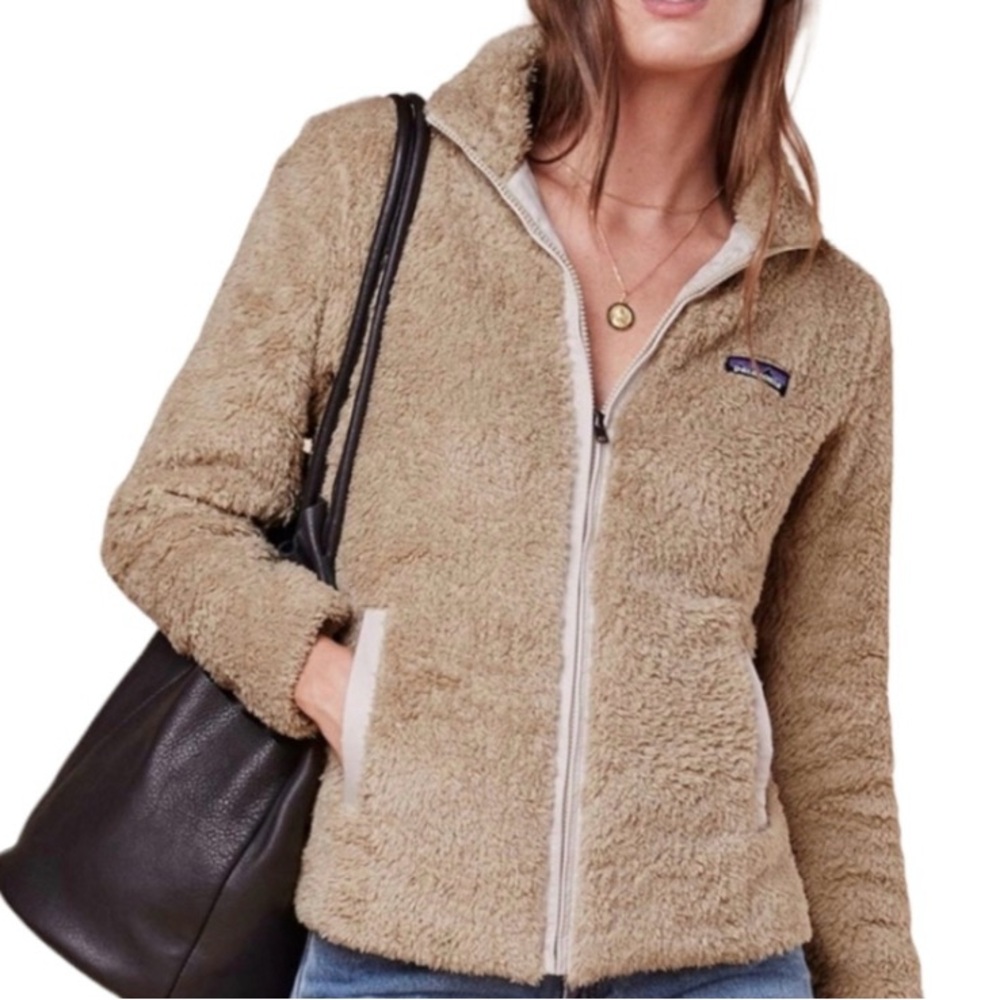 NPT Patagonia Women's Los Gatos Khaki Cozy Teddy Jacket Size XL Full Zip